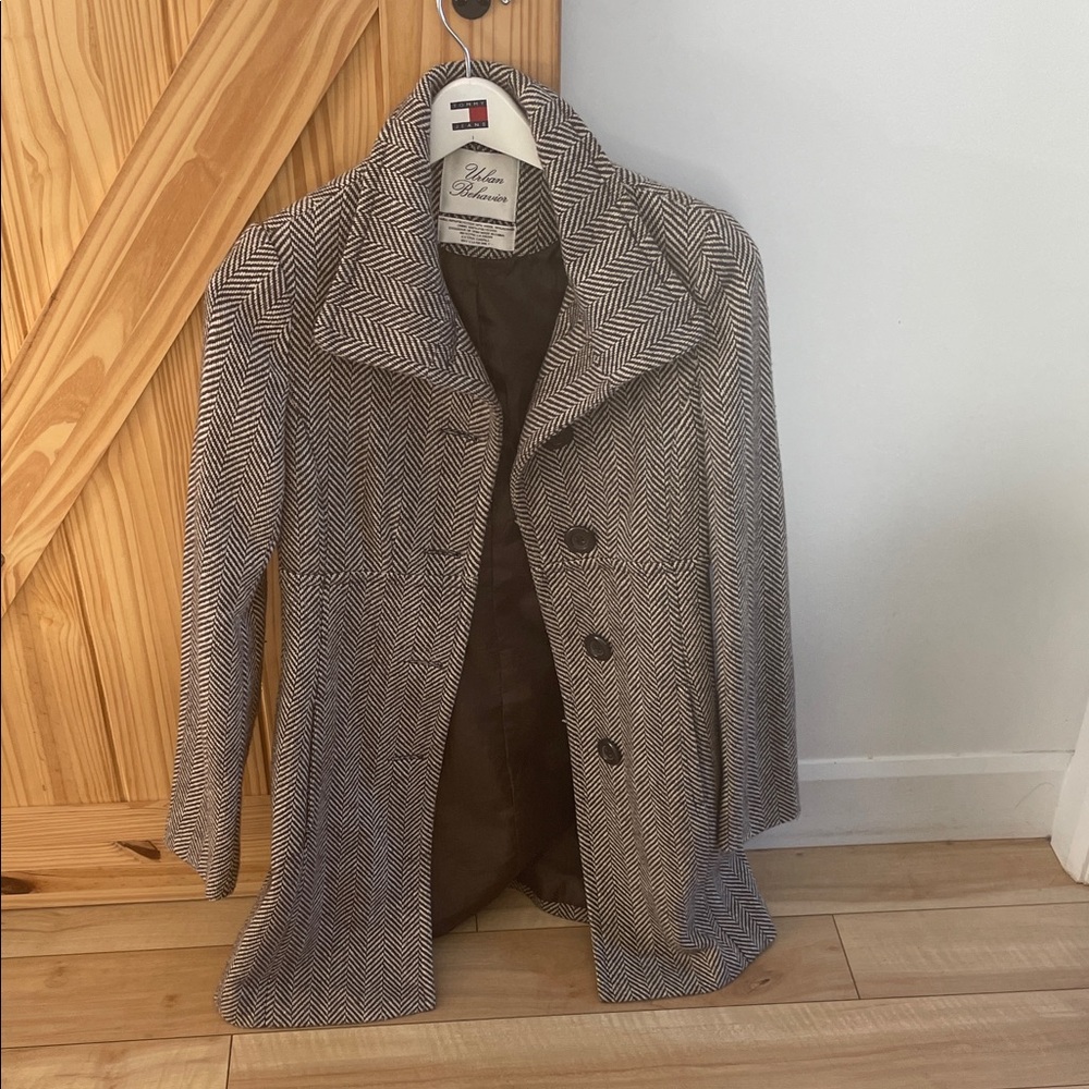 Joules Women's Herringbone Trench Coat - Brown and Cream